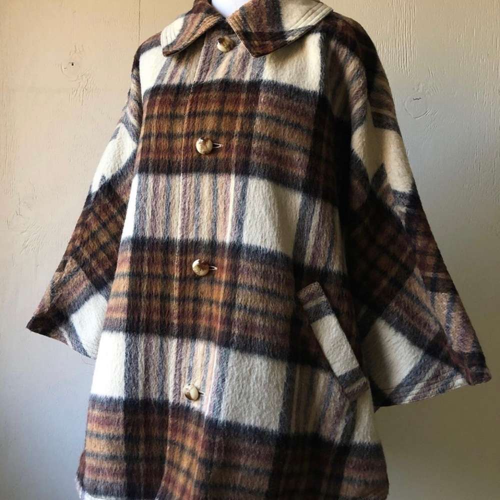 Vintage Plaid Reversible Pancho